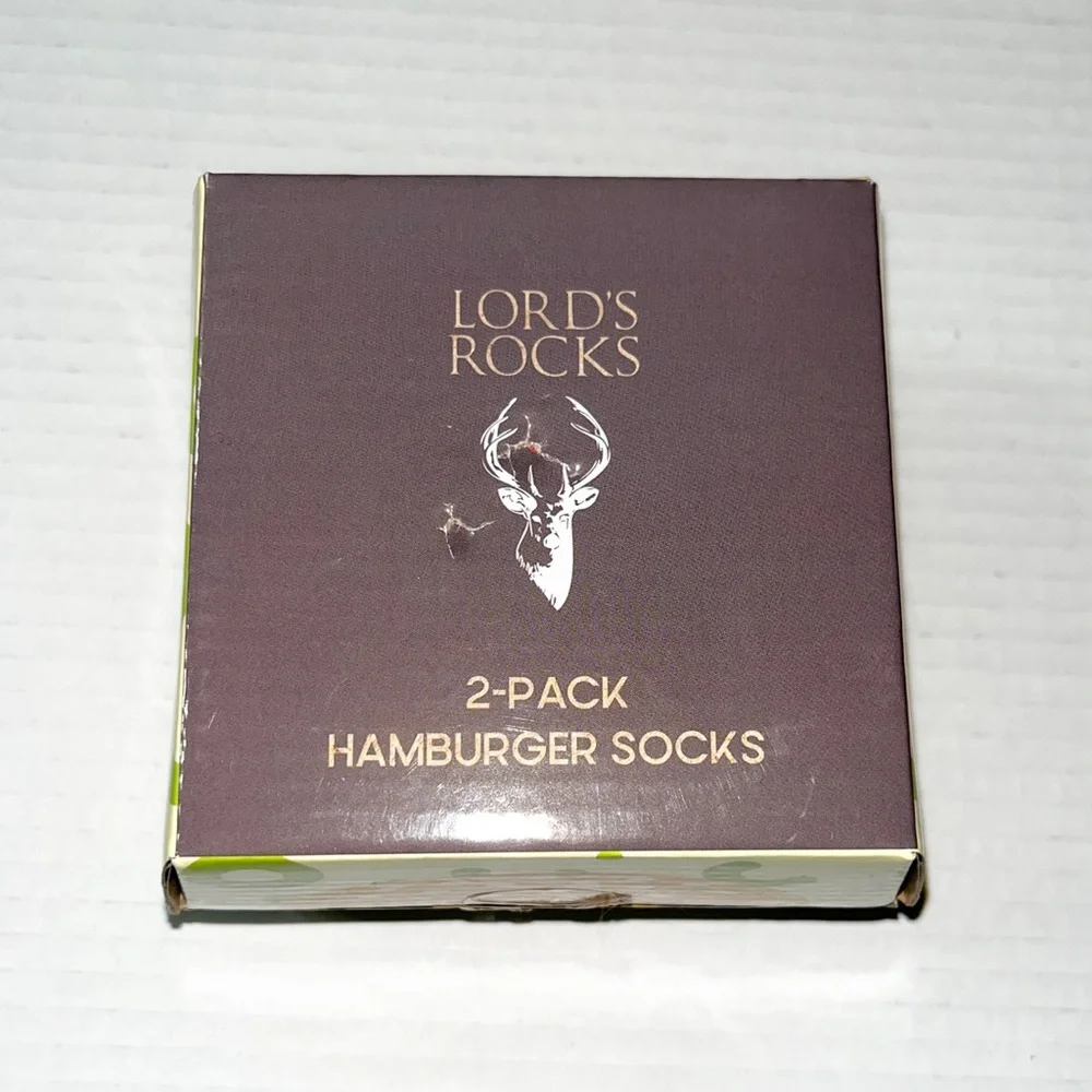 Brand New Lord's Rocks 2 Pack Hamburger Novelty Socks Graphic‎ Print One Size